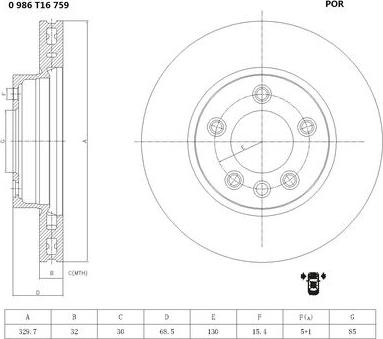 BOSCH 0 986 T16 759 - Əyləc Diski furqanavto.az