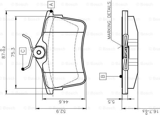 BOSCH 0 986 TB3 091 - Əyləc altlığı dəsti, əyləc diski furqanavto.az