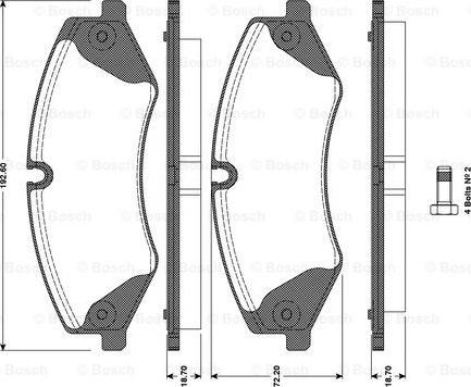 BOSCH 0 986 TB3 098 - Əyləc altlığı dəsti, əyləc diski furqanavto.az