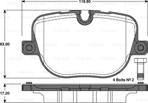 BOSCH 0 986 TB3 097 - Əyləc altlığı dəsti, əyləc diski furqanavto.az