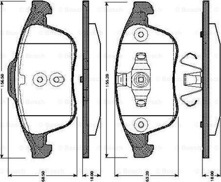 BOSCH 0 986 TB3 064 - Əyləc altlığı dəsti, əyləc diski furqanavto.az