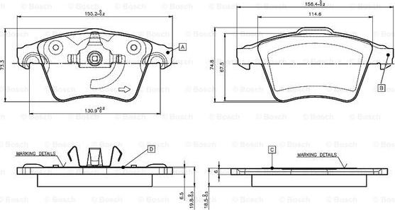 BOSCH 0 986 TB3 061 - Əyləc altlığı dəsti, əyləc diski furqanavto.az