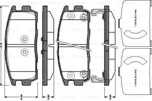 BOSCH 0 986 TB3 008 - Əyləc altlığı dəsti, əyləc diski furqanavto.az