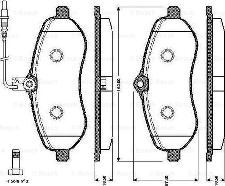 BOSCH 0 986 TB3 015 - Əyləc altlığı dəsti, əyləc diski furqanavto.az