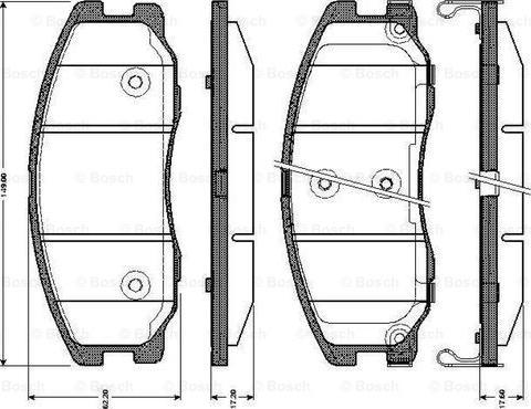 BOSCH 0 986 TB3 017 - Əyləc altlığı dəsti, əyləc diski furqanavto.az