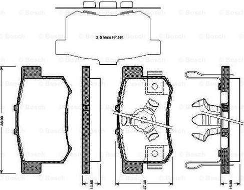 BOSCH 0 986 TB3 039 - Əyləc altlığı dəsti, əyləc diski furqanavto.az