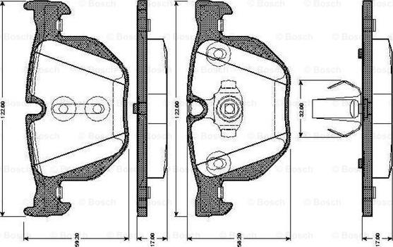 BOSCH 0 986 TB3 034 - Əyləc altlığı dəsti, əyləc diski furqanavto.az