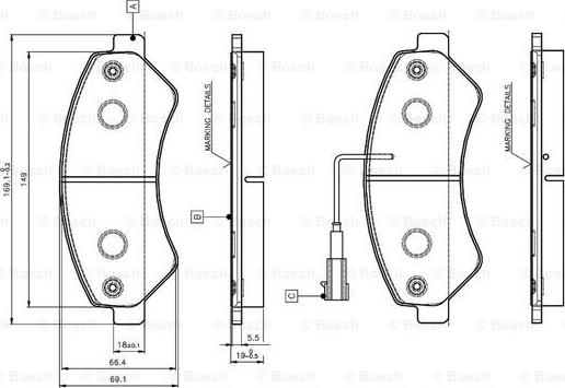 BOSCH 0 986 TB3 029 - Əyləc altlığı dəsti, əyləc diski furqanavto.az