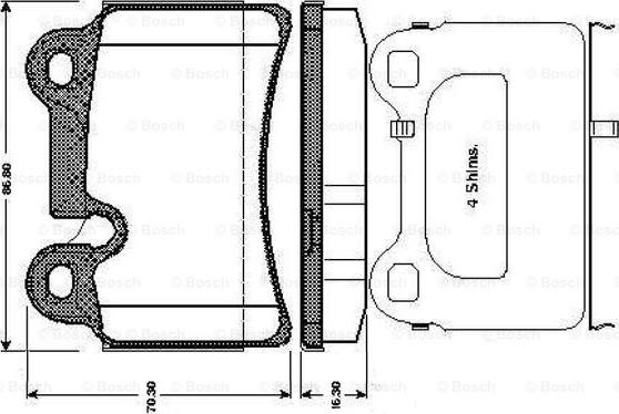 BOSCH 0 986 TB3 075 - Əyləc altlığı dəsti, əyləc diski furqanavto.az