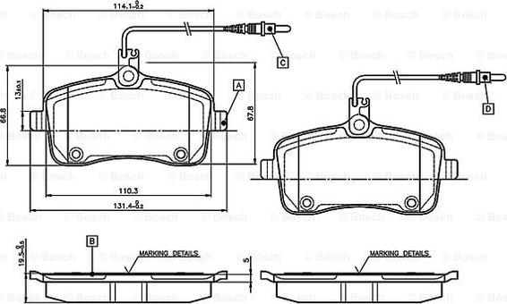 BOSCH 0 986 TB3 076 - Əyləc altlığı dəsti, əyləc diski furqanavto.az