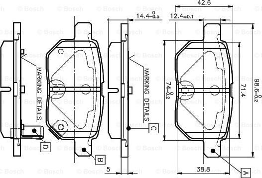 BOSCH 0 986 TB3 071 - Əyləc altlığı dəsti, əyləc diski furqanavto.az