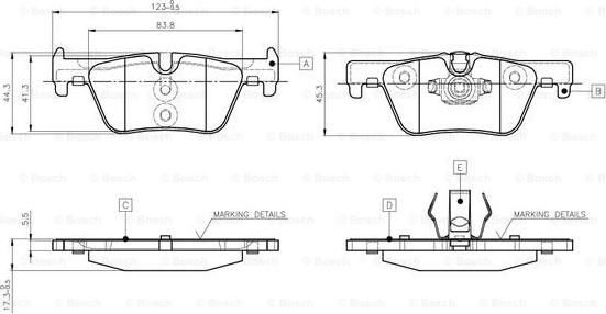 BOSCH 0 986 TB3 144 - Əyləc altlığı dəsti, əyləc diski furqanavto.az