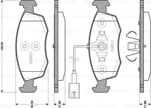 BOSCH 0 986 TB3 143 - Əyləc altlığı dəsti, əyləc diski furqanavto.az