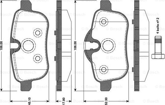 BOSCH 0 986 TB3 100 - Əyləc altlığı dəsti, əyləc diski furqanavto.az