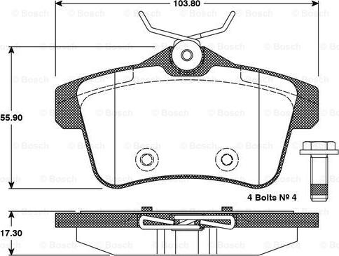 BOSCH 0 986 TB3 101 - Əyləc altlığı dəsti, əyləc diski furqanavto.az