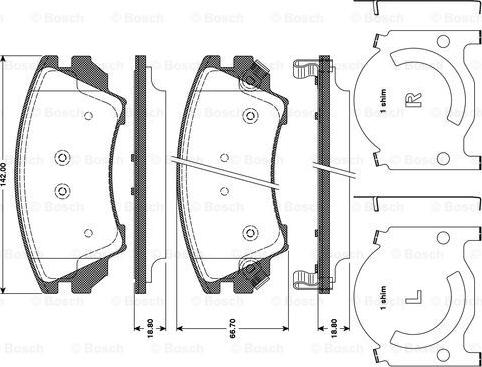 BOSCH 0 986 TB3 107 - Əyləc altlığı dəsti, əyləc diski furqanavto.az