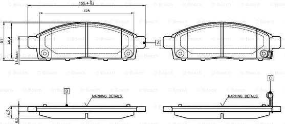 BOSCH 0 986 TB3 115 - Əyləc altlığı dəsti, əyləc diski furqanavto.az