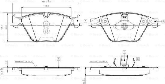 BOSCH 0 986 TB3 134 - Əyləc altlığı dəsti, əyləc diski furqanavto.az