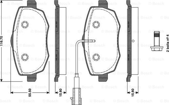 BOSCH 0 986 TB3 129 - Əyləc altlığı dəsti, əyləc diski furqanavto.az