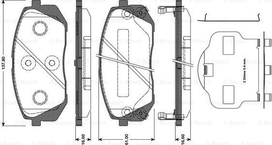 BOSCH 0 986 TB3 124 - Əyləc altlığı dəsti, əyləc diski furqanavto.az