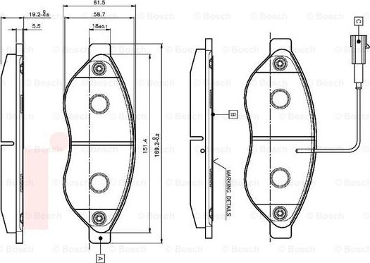 BOSCH 0 986 TB2 944 - Əyləc altlığı dəsti, əyləc diski furqanavto.az