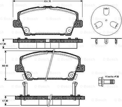 BOSCH 0 986 TB2 934 - Əyləc altlığı dəsti, əyləc diski furqanavto.az