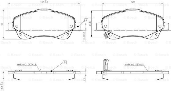 BOSCH 0 986 TB2 463 - Əyləc altlığı dəsti, əyləc diski furqanavto.az