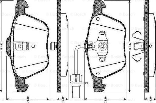 BOSCH 0 986 TB2 405 - Əyləc altlığı dəsti, əyləc diski furqanavto.az