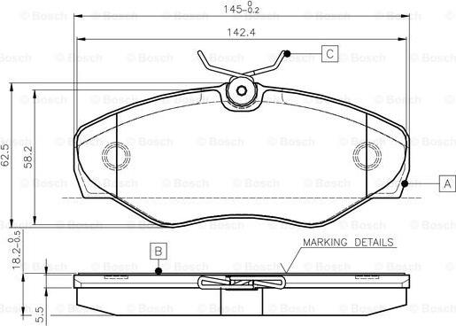 BOSCH 0 986 TB2 402 - Əyləc altlığı dəsti, əyləc diski furqanavto.az