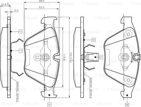 BOSCH 0 986 TB2 413 - Əyləc altlığı dəsti, əyləc diski furqanavto.az