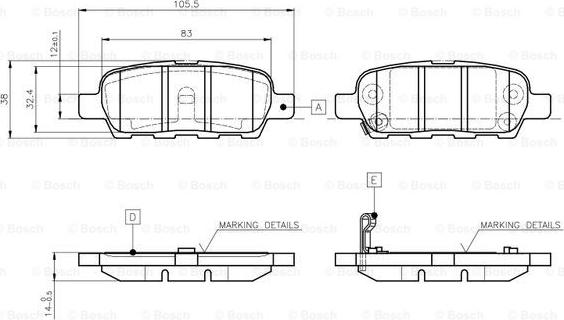 BOSCH 0 986 TB2 417 - Əyləc altlığı dəsti, əyləc diski furqanavto.az