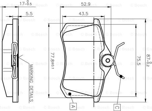 BOSCH 0 986 TB2 590 - Əyləc altlığı dəsti, əyləc diski furqanavto.az