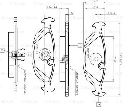 BOSCH 0 986 TB2 532 - Əyləc altlığı dəsti, əyləc diski furqanavto.az