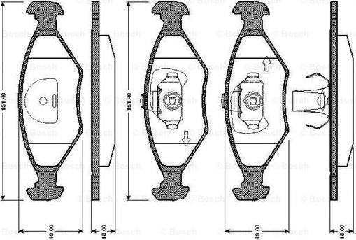 BOSCH 0 986 TB2 605 - Əyləc altlığı dəsti, əyləc diski furqanavto.az