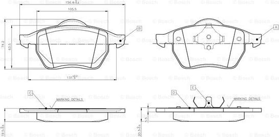 BOSCH 0 986 TB2 672 - Əyləc altlığı dəsti, əyləc diski furqanavto.az