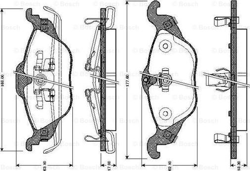 BOSCH 0 986 TB2 044 - Əyləc altlığı dəsti, əyləc diski furqanavto.az