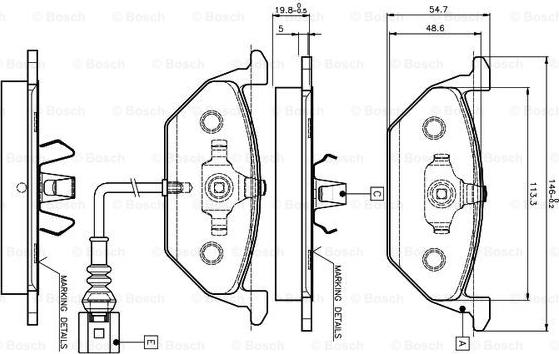 BOSCH 0 986 TB2 041 - Əyləc altlığı dəsti, əyləc diski furqanavto.az