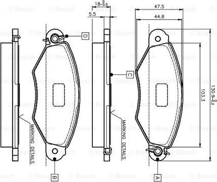 BOSCH 0 986 TB2 043 - Əyləc altlığı dəsti, əyləc diski furqanavto.az