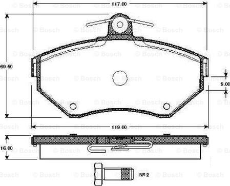 BOSCH 0 986 TB2 039 - Əyləc altlığı dəsti, əyləc diski furqanavto.az