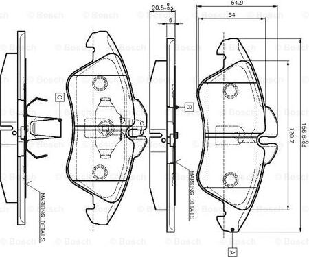 BOSCH 0 986 TB2 030 - Əyləc altlığı dəsti, əyləc diski furqanavto.az