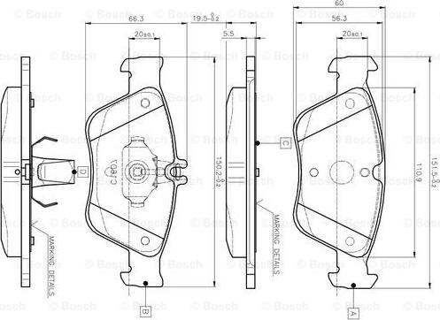 BOSCH 0 986 TB2 033 - Əyləc altlığı dəsti, əyləc diski furqanavto.az