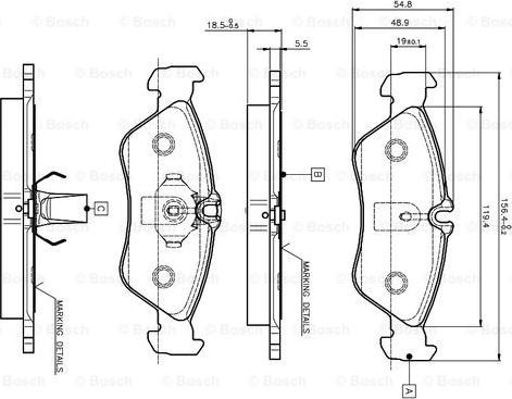 BOSCH 0 986 TB2 032 - Əyləc altlığı dəsti, əyləc diski furqanavto.az