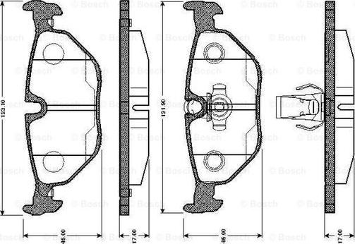 BOSCH 0 986 TB2 145 - Əyləc altlığı dəsti, əyləc diski furqanavto.az