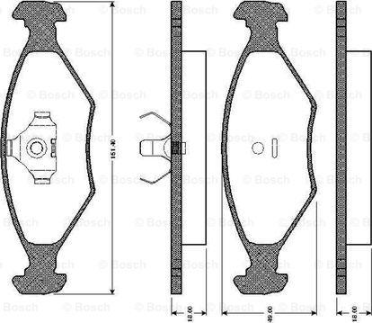 BOSCH 0 986 TB2 155 - Əyləc altlığı dəsti, əyləc diski furqanavto.az