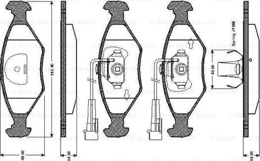 BOSCH 0 986 TB2 157 - Əyləc altlığı dəsti, əyləc diski furqanavto.az