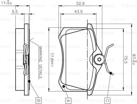 BOSCH 0 986 TB2 137 - Əyləc altlığı dəsti, əyləc diski furqanavto.az