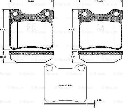 BOSCH 0 986 TB2 176 - Əyləc altlığı dəsti, əyləc diski furqanavto.az