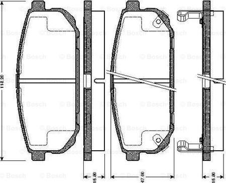 BOSCH 0 986 TB2 861 - Əyləc altlığı dəsti, əyləc diski furqanavto.az