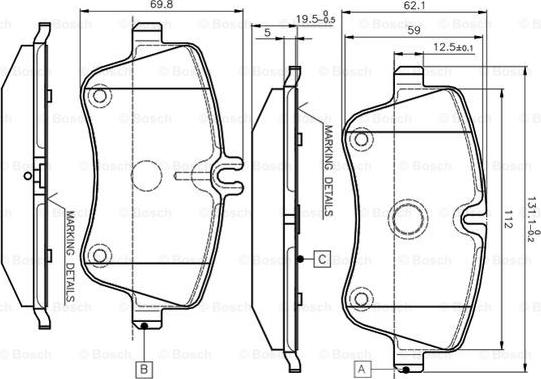 BOSCH 0 986 TB2 814 - Əyləc altlığı dəsti, əyləc diski furqanavto.az