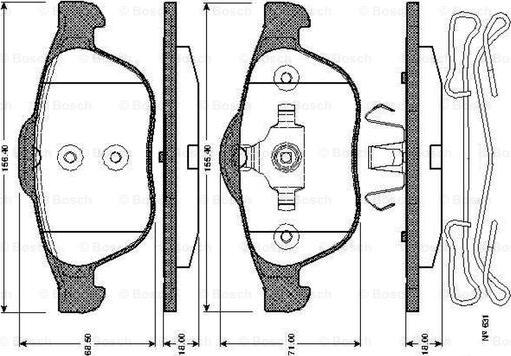 BOSCH 0 986 TB2 831 - Əyləc altlığı dəsti, əyləc diski furqanavto.az